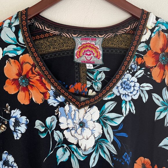 JOHNNY WAS Golden Spring Floral Print Long Sleeve Tee: NWOT! MEDIUM; P2P is 21" - Picture 7 of 10